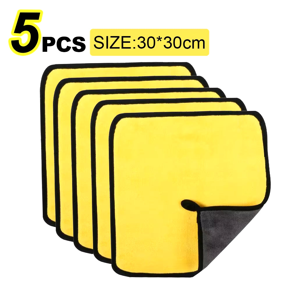 5/10Pcs Microfiber Wash Towel Car Cleaning Detailing Car Drying Cloth Window Glass Double Layer Cleaning Cloth Car Wash Supplies