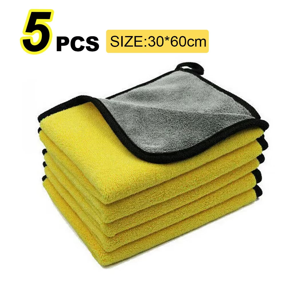 5/10Pcs Microfiber Wash Towel Car Cleaning Detailing Car Drying Cloth Window Glass Double Layer Cleaning Cloth Car Wash Supplies