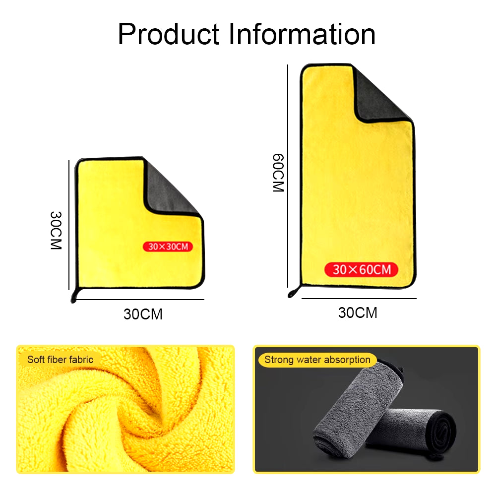 5/10Pcs Microfiber Wash Towel Car Cleaning Detailing Car Drying Cloth Window Glass Double Layer Cleaning Cloth Car Wash Supplies