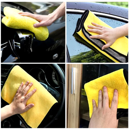 5/10Pcs Microfiber Wash Towel Car Cleaning Detailing Car Drying Cloth Window Glass Double Layer Cleaning Cloth Car Wash Supplies